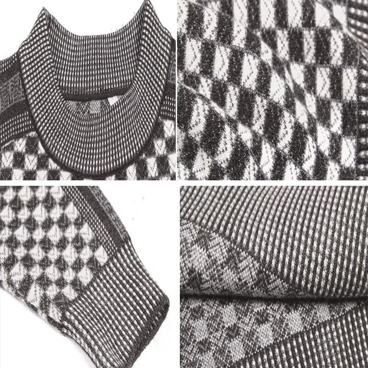 Levoire | Pull Long Chaud à Manches avec Motif à Col Etehalsarivivutettu