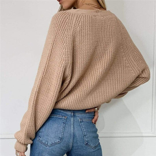 Levoire | Pull Long À Col En V Avec Tricot Lâche Et Bouton