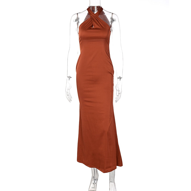 Levoire | Satin Sans Bretelles Dos Nu Robe Midi