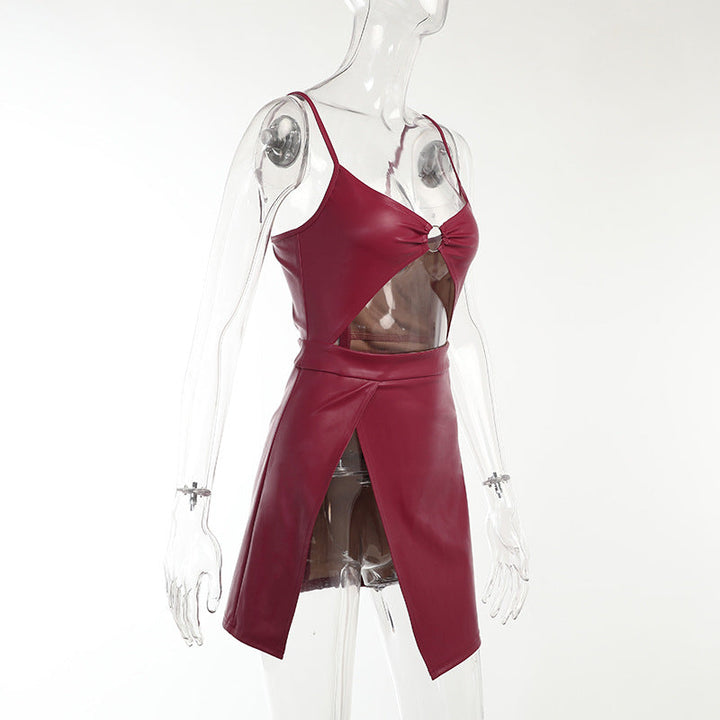 Levoire | Textile Cuir Creux Asymétrique Mini Robe