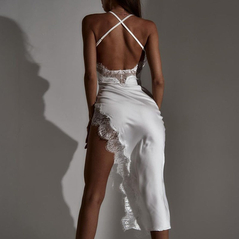 Levoire | Robe De Soirée Sexy Une Robe Élégante Avec Des Détails En Dentelle Blanc