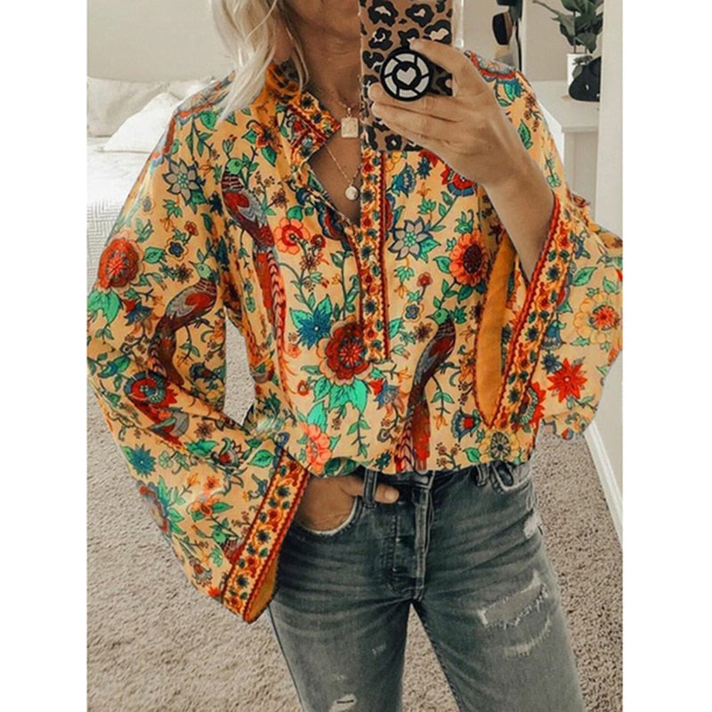 Levoire | Élégante Chemise Boho Chic Femme Orange
