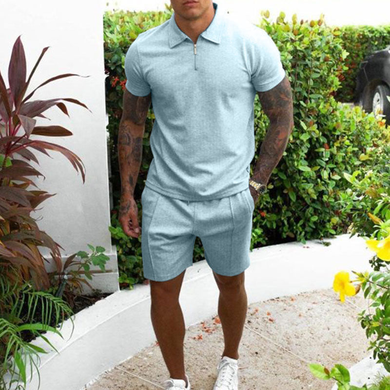 Levoire | Confortable Hommes T Ensemble Bleu clair