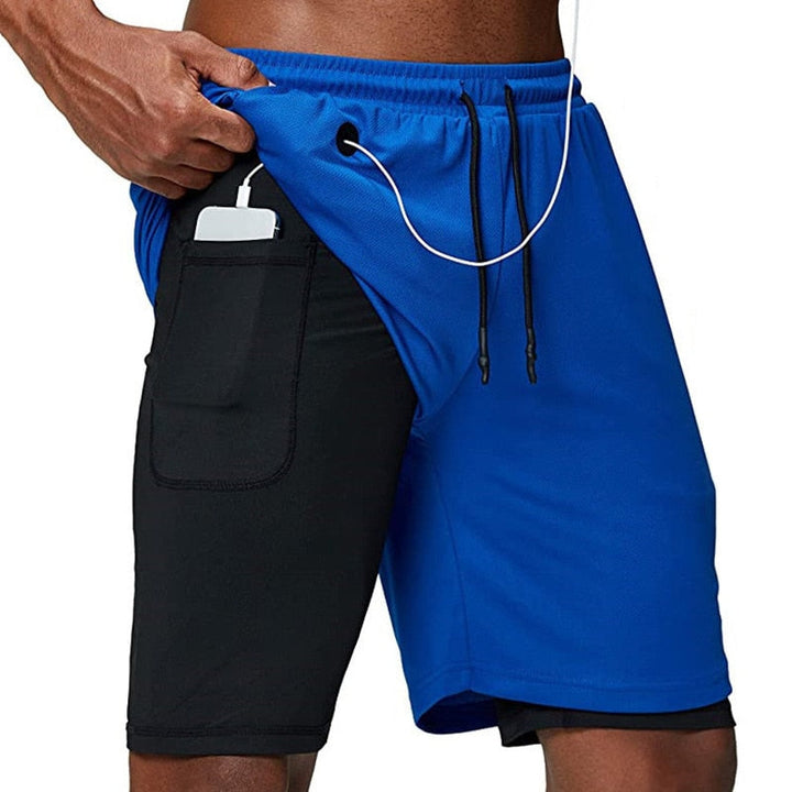 Levoire | Fit Shorts De Course Incl Trousse À Téléphone & Ouverture Pour Pièce Bleu