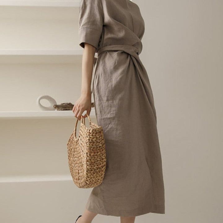 Levoire | Rento Robe Long Plissée Avec Encolure Ronde Et Coupe Lousse Avec Manches Mi-Longues