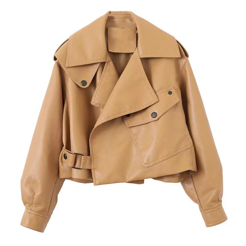 Levoire | Veste En Similicuir Élégante Khaki