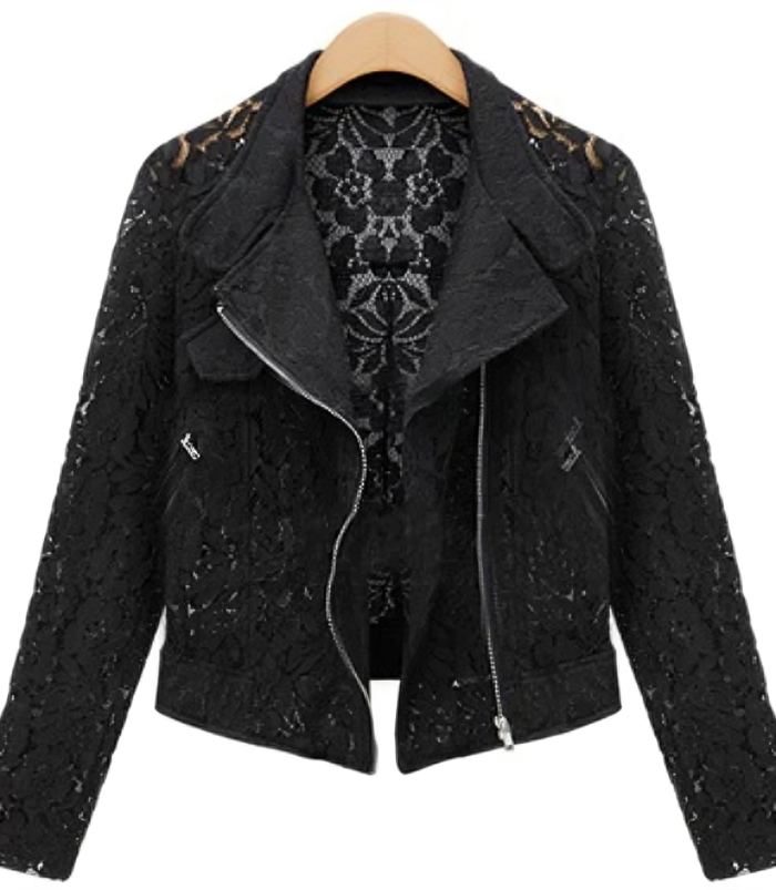 Levoire | Veste Courte En Dentelle Noir