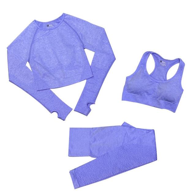 Levoire | Ensemble De Fitness 3 Pièces Ensemble De Sport Assorti Violet