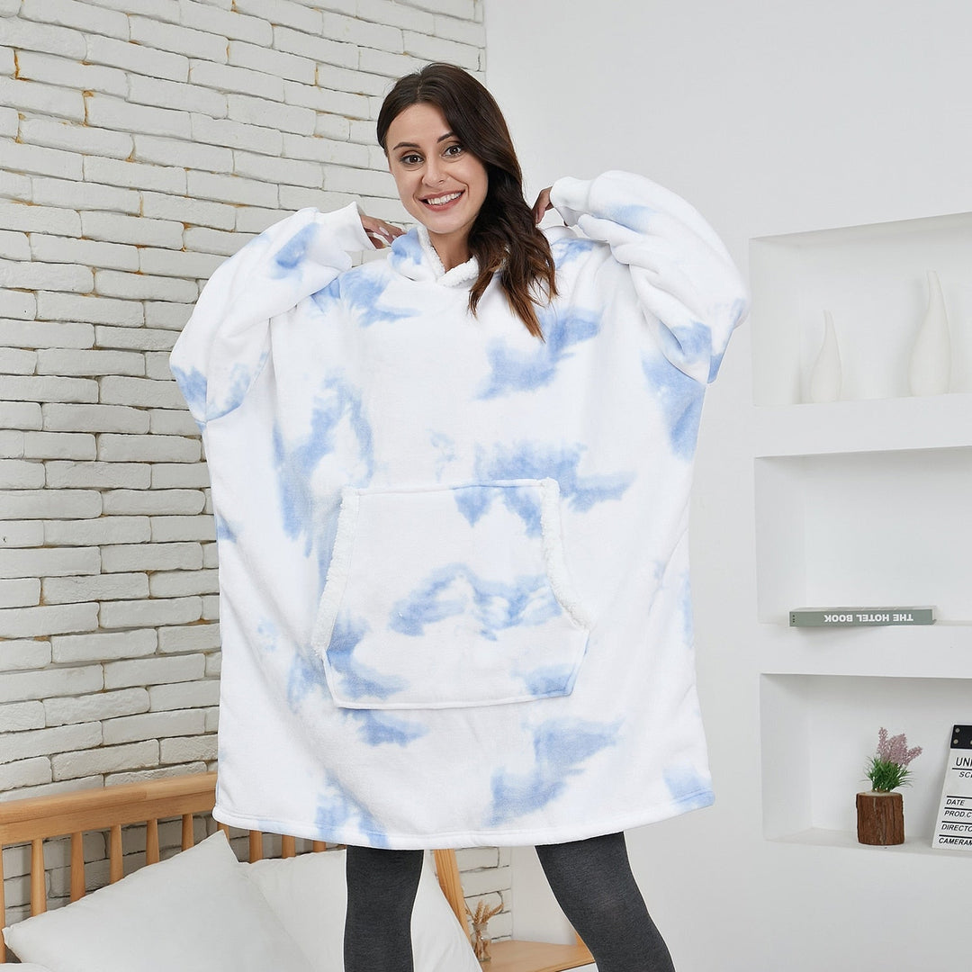 Levoire | Pull Doux Et Confortable Avec Couverture ! Pesty Blanc & Bleu Une taille