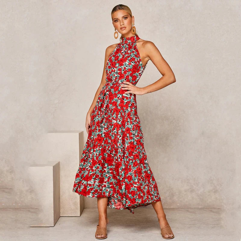 Levoire | Robe longue dos nu à pois Rouge 1
