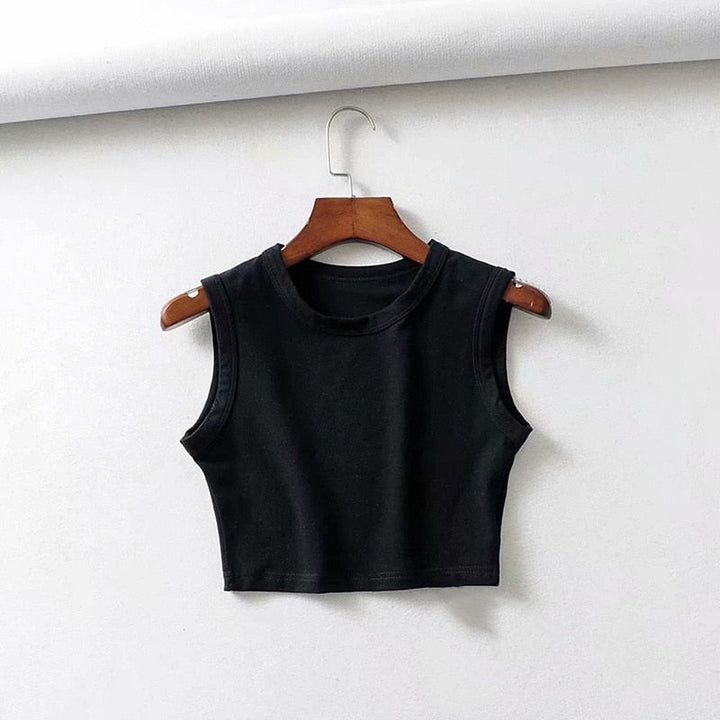 Levoire | Cheryl Crop Top - Un Haut Féminin Frais Et Estival Épaules larges - Noir