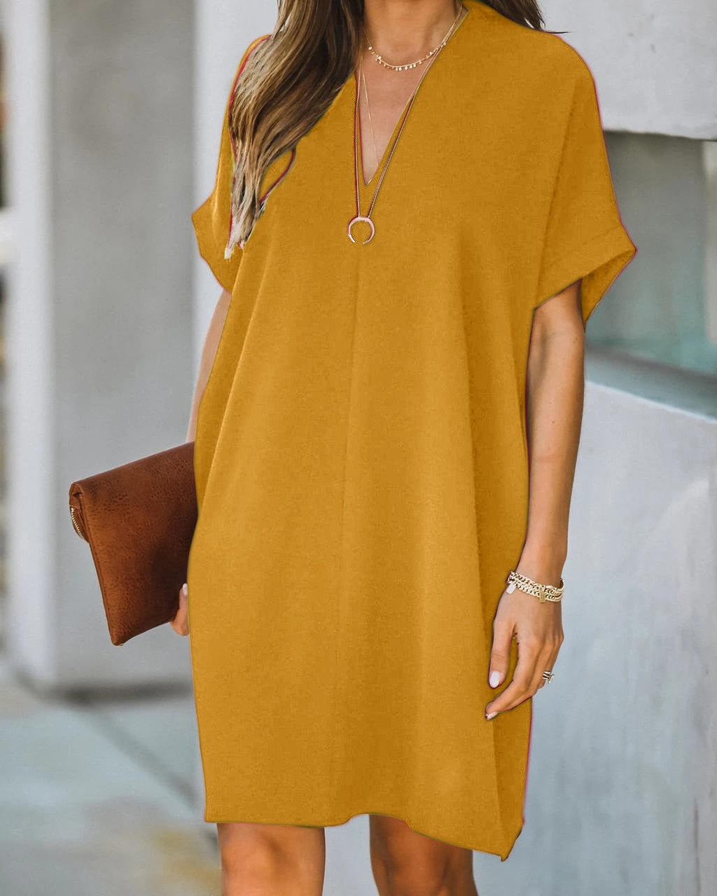 Levoire | Robe À Encolure En V Pour Femmes Jaune