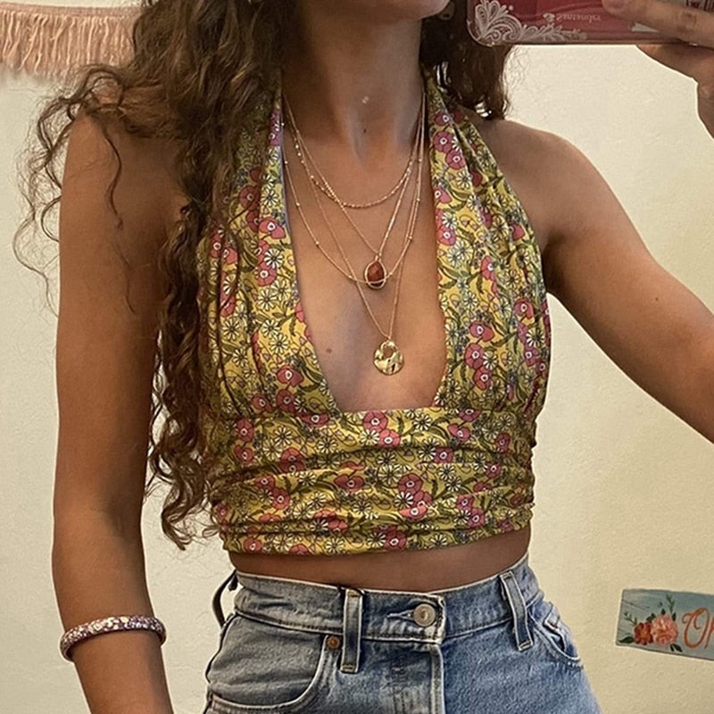 Levoire | Collier-Haut - Joyeux Et Élégant Été Vert avec des fleurs