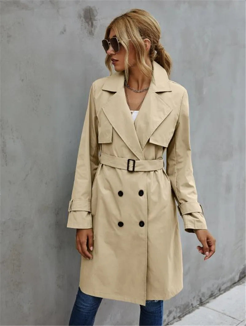 Levoire | Veste Trench Décontractée Double Boutonnage Khaki