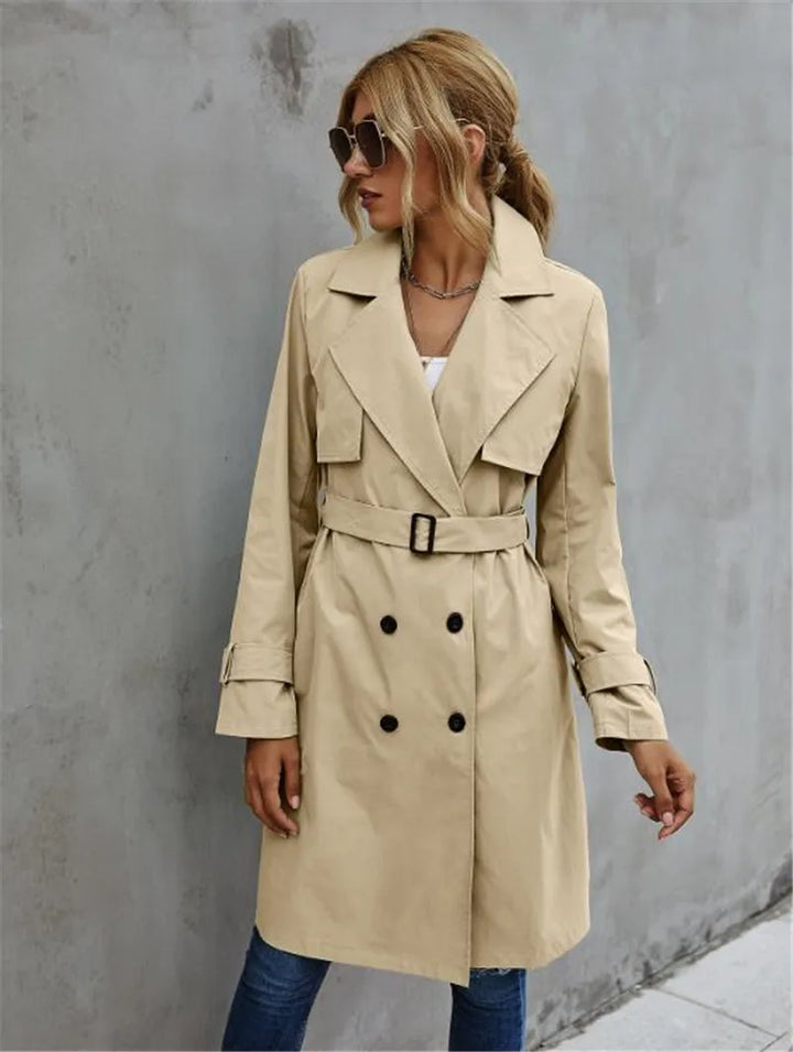 Levoire | Veste Trench Décontractée Double Boutonnage Khaki