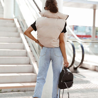 Levoire | Sans Manches Col Haut Veste Courte Avec Zip