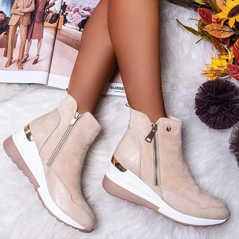 Levoire | Bottes Pour Femmes Avec Talon Et Fermeture Éclair Beige