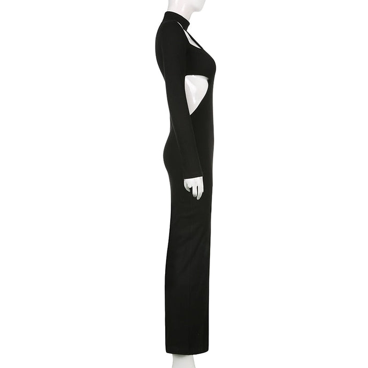 Levoire | Noir Onto Tricoté Manches Longues Robe Maxi