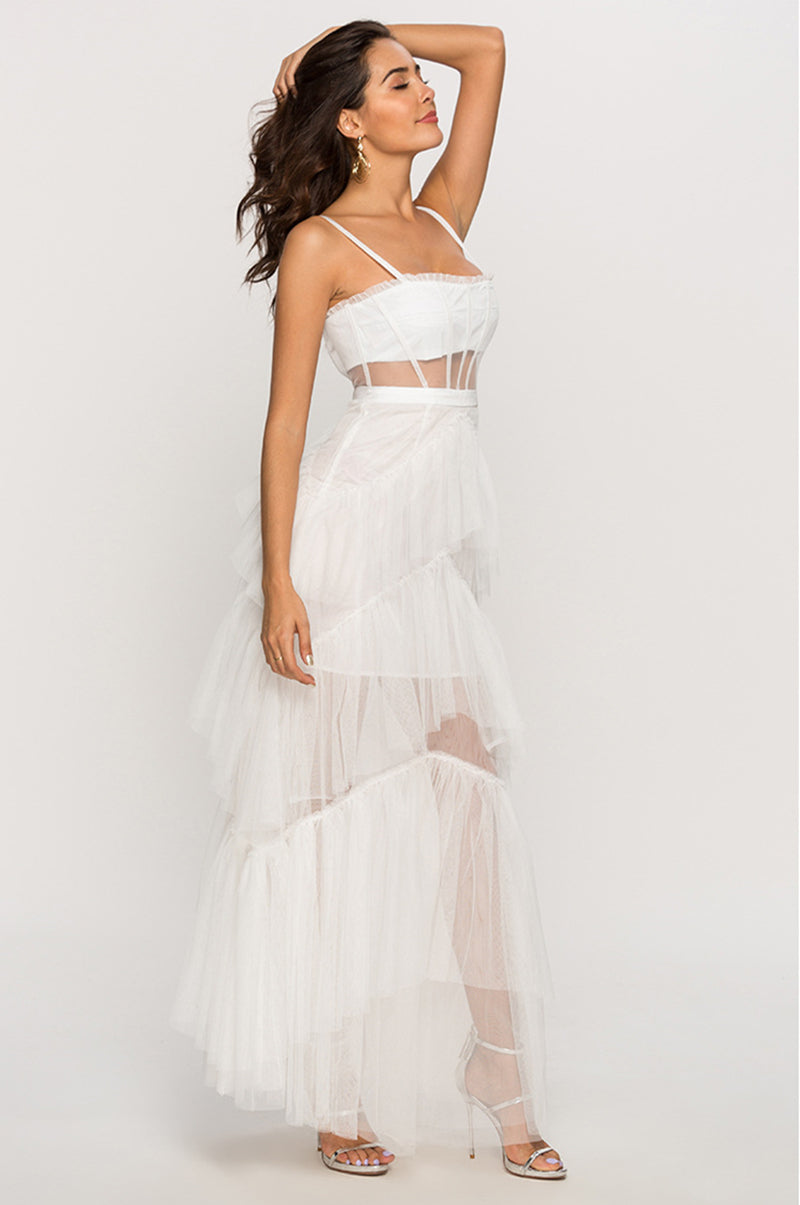 Levoire | Robe Maxi Corset Blonde À Épaules Dénudées