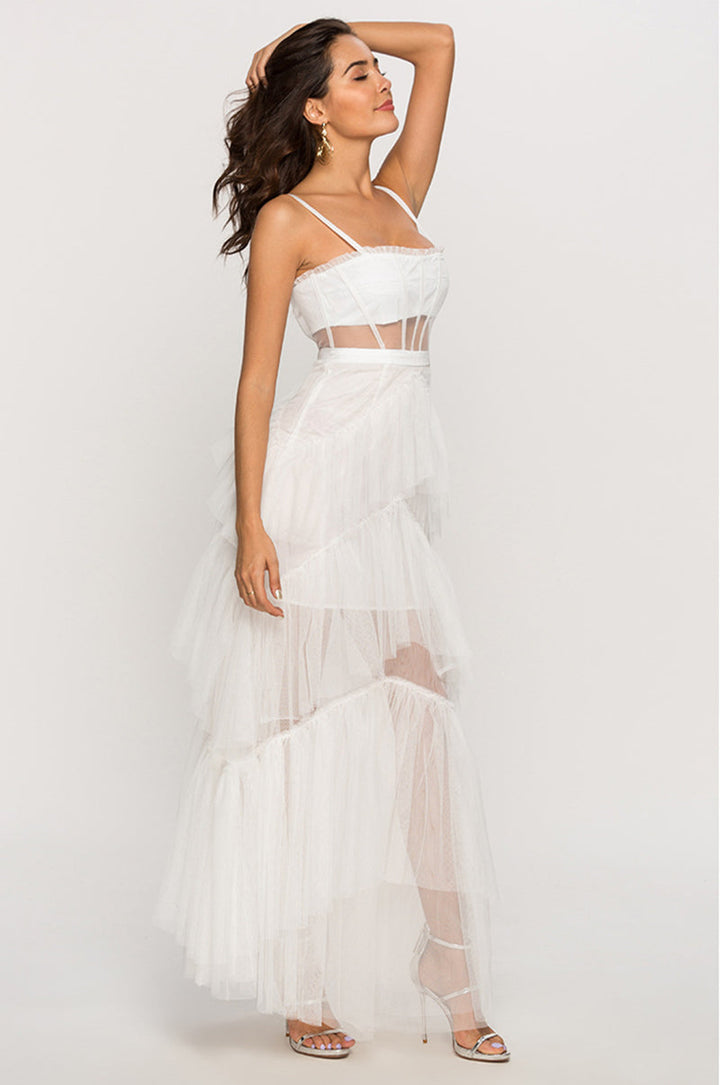 Levoire | Robe Maxi Corset Blonde À Épaules Dénudées