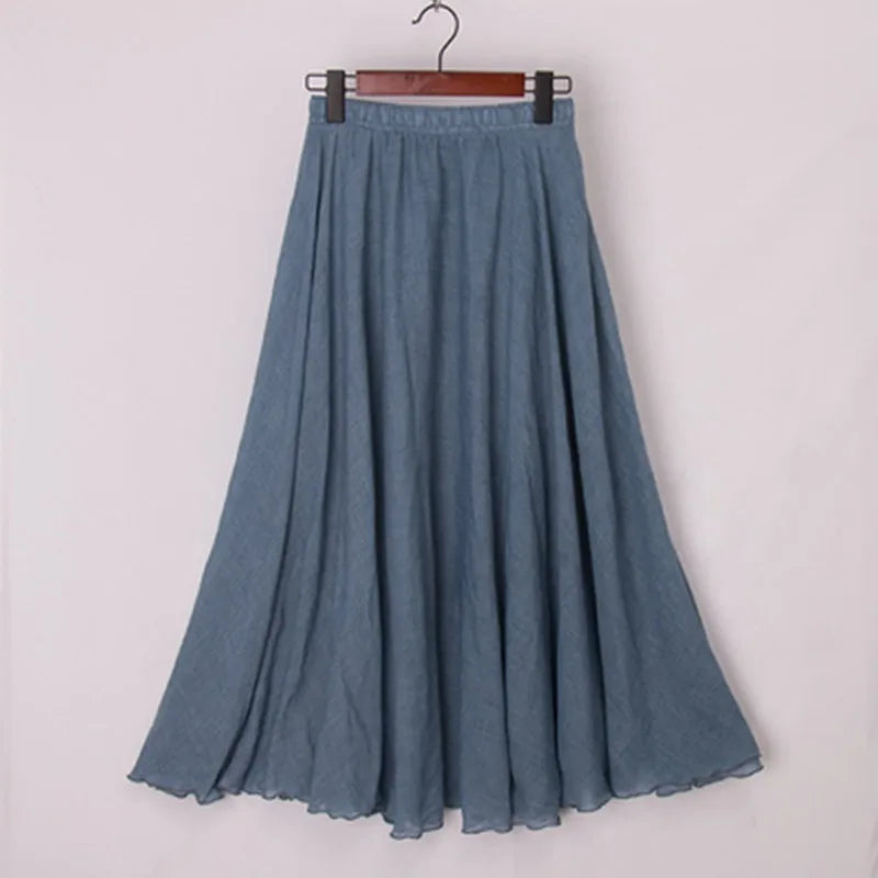 Levoire | Rentokas Coton Maxi Jupe Niagara bleu Une taille