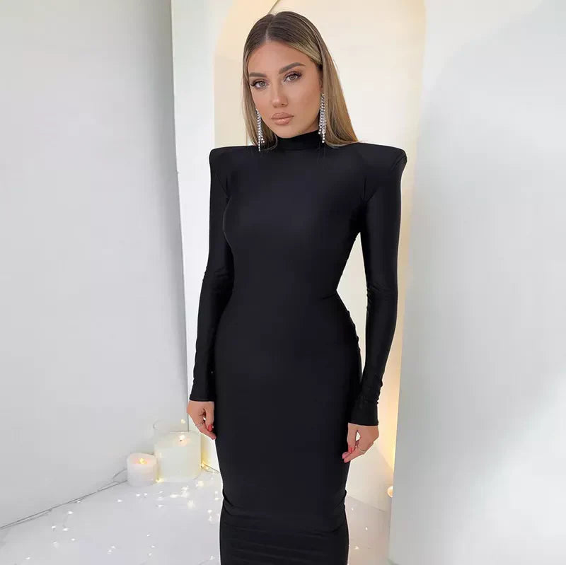 Levoire | Robes À Manches Longues Avec Épaulettes Col Montant Maxi Robes