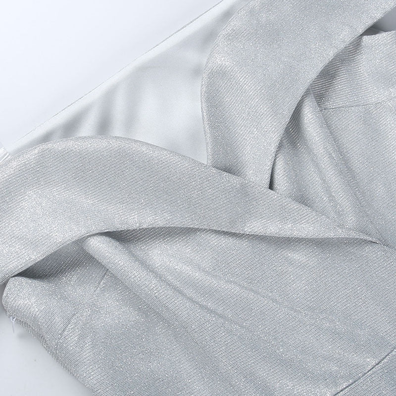 Levoire | Robe Mini Plissée Épaule Dénudée Brillante