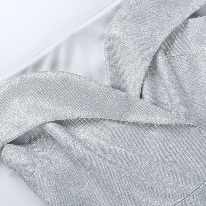 Levoire | Robe Mini Plissée Épaule Dénudée Brillante