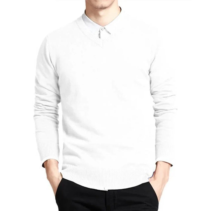 Levoire | Pull En Coton Premium Avec Décolleté En V Blanc