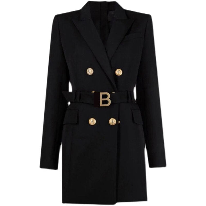 Levoire | Robe Blazer Élégante Avec Ceinture Et Boutons Déclaration Noir