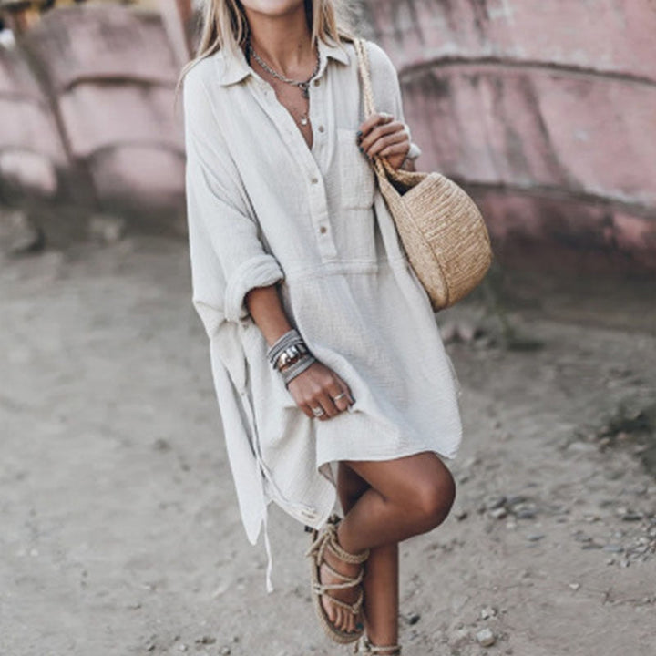 Levoire | Robe Chemise Longue Oversize Plage Blanc