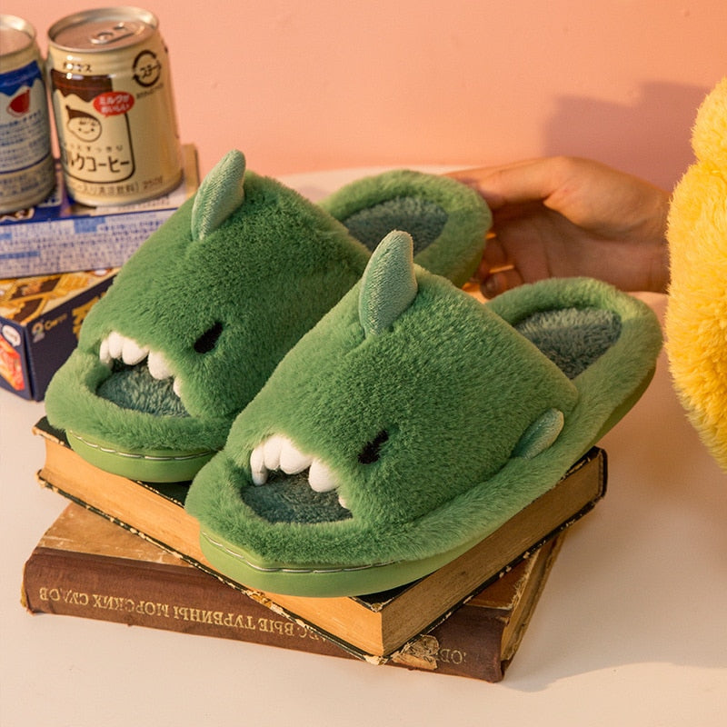 Levoire | Chaussons En Laine Requin Cartoon Vert