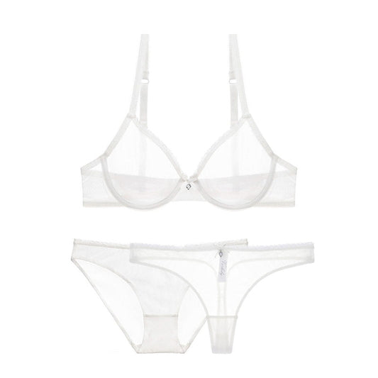 Levoire | Ensemble De Lingerie Transparent 3 Pièces Avec Décor En Strass Diamant Blanc