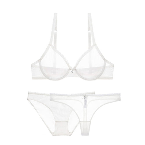 Levoire | Ensemble De Lingerie Transparent 3 Pièces Avec Décor En Strass Diamant