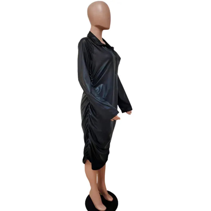 Levoire | Robe Midi À Manches Longues En Pu Skinn Surpoids
