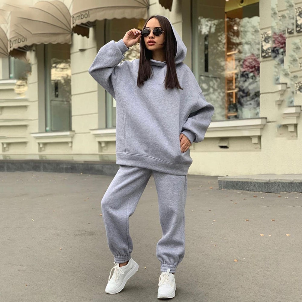 Levoire | Ensemble De Sport Surdimensionné Pour Femmes Gris
