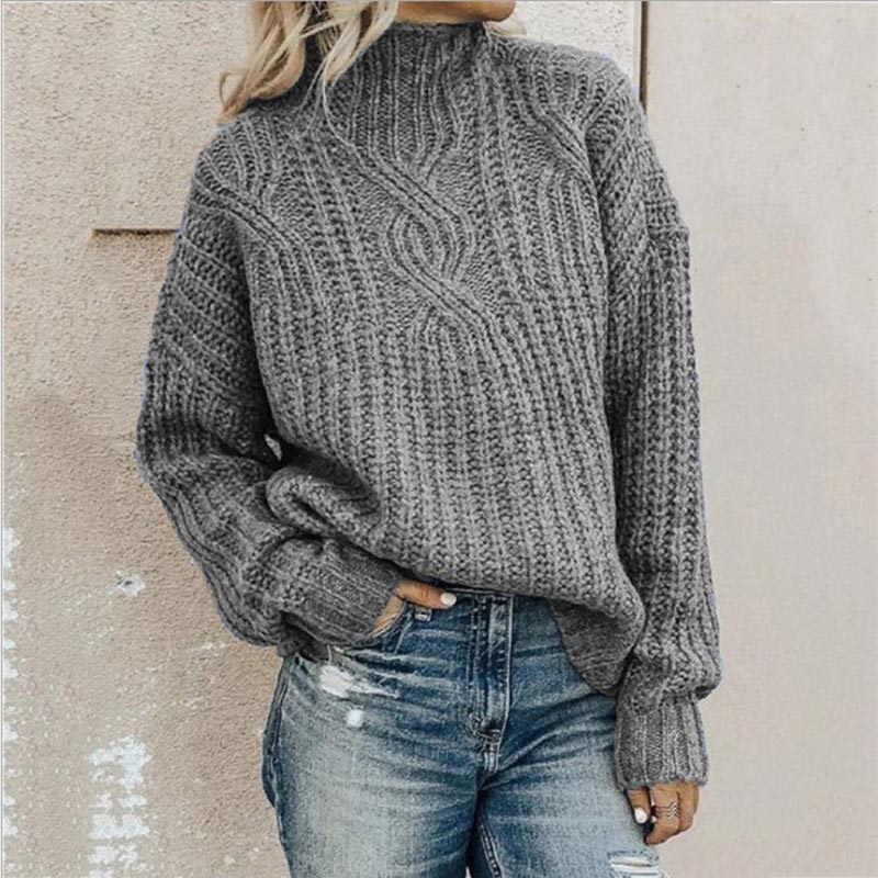 Levoire | Pull À Col Roulé Confortable Avec Tresses Gris