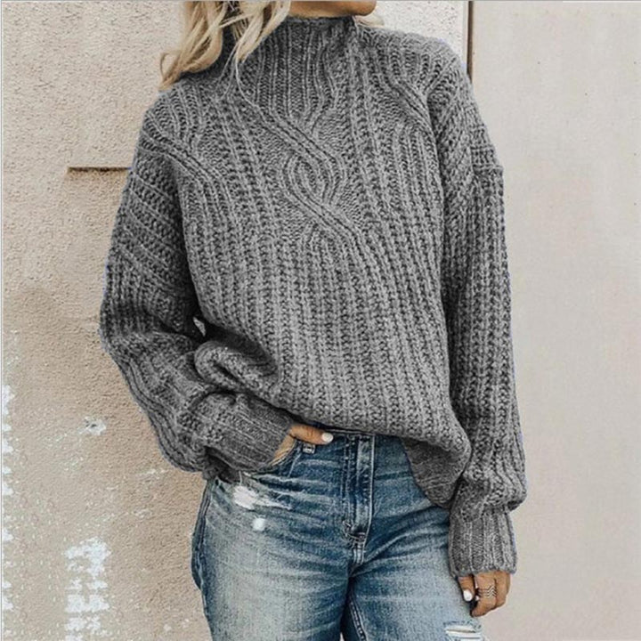 Levoire | Pull À Col Roulé Confortable Avec Tresses Gris