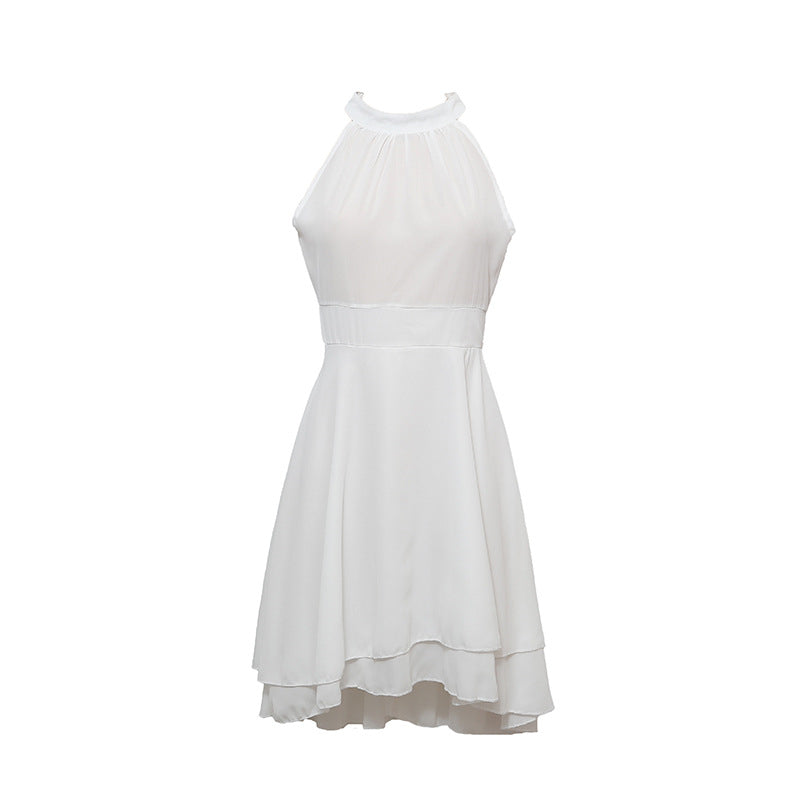 Levoire | Robe D'Été À Bretelles Taille Haute Sans Manches En Chiffon Midi Superposée Ajustement Slim