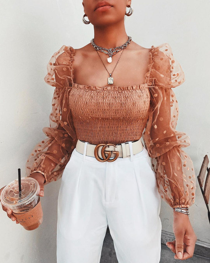 Levoire | Tiffany Top Avec Mesh - Un Haut Pour Femme Unique Et Élégant. Braun (épuisé!)