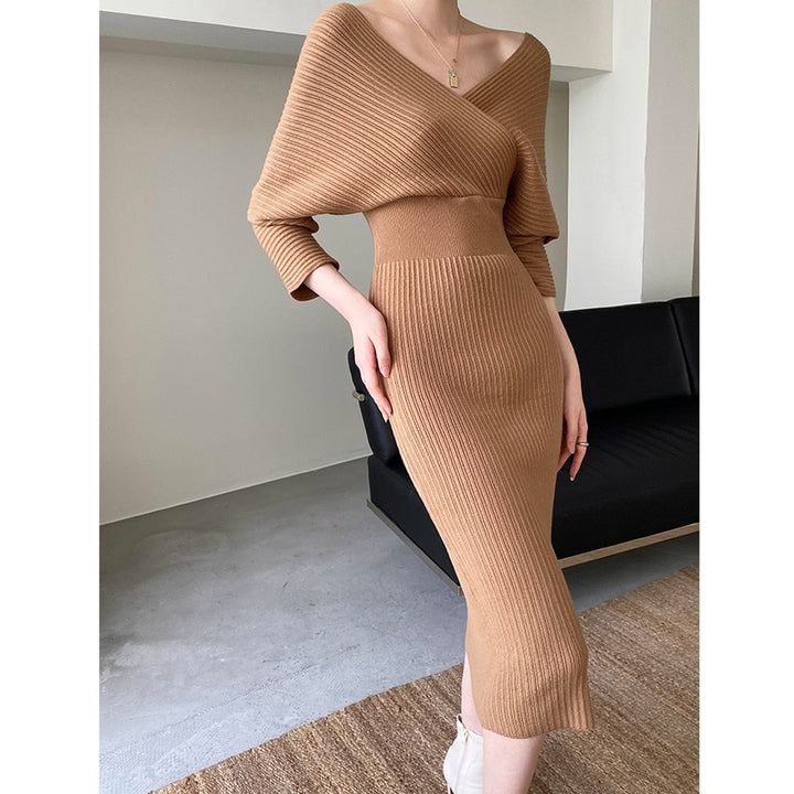 Levoire | Robe Longue Tricotée Col V Mince