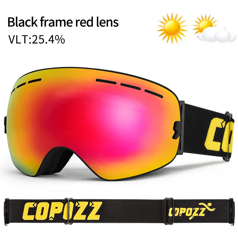 Levoire | De Ski Unisexe Uv400 Anti-Buée Monture Noire Verres Rouges
