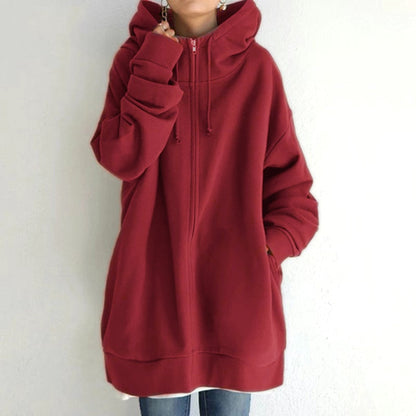 Levoire | Long zip-up hoodie with pockets Rot