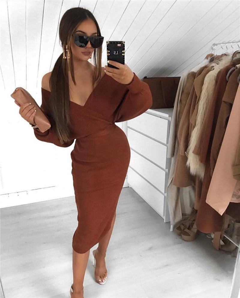Levoire | Robe Fourreau V Taille Haute Brique Rouge