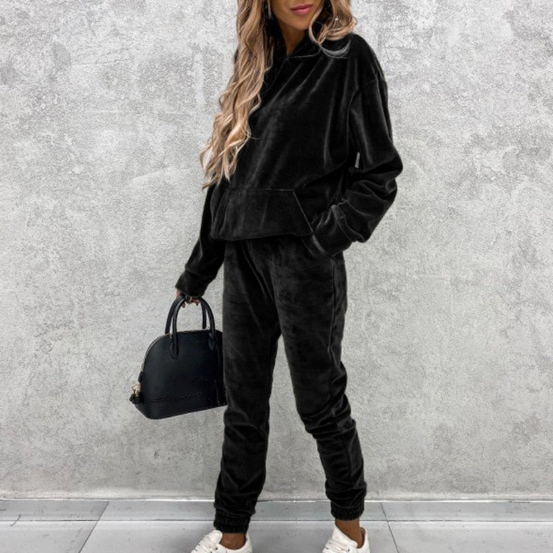 Levoire | Jogging en Velours Chic avec Confort Élégant pour Femmes Noir