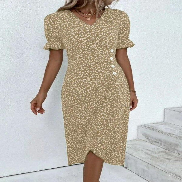 Levoire | Elegant Floral Femme Robes Kaki