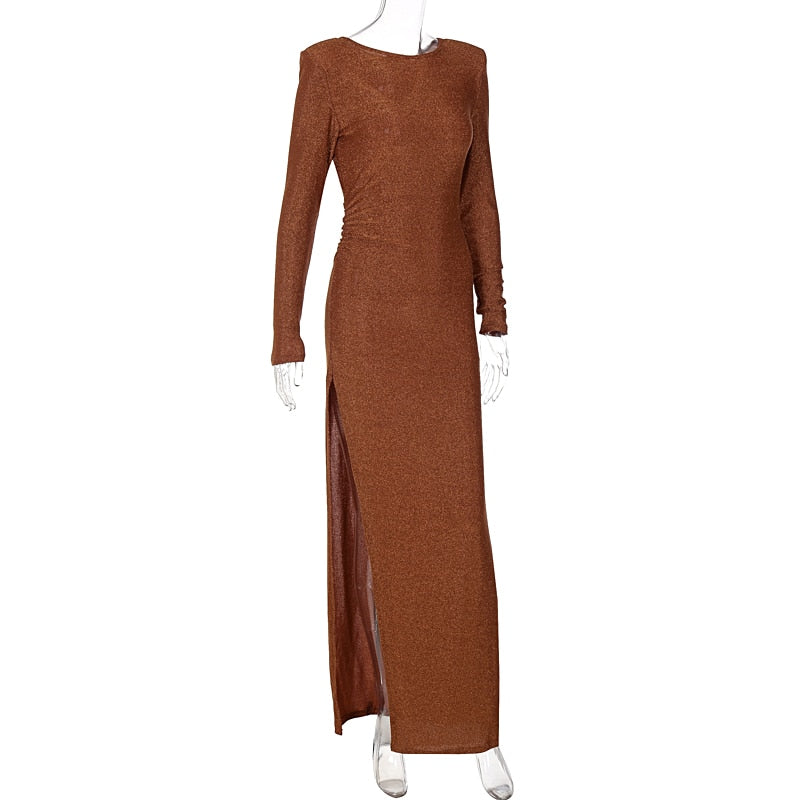 Levoire | Robe À Bretelles Dos Nu À Manches Longues En Paillettes