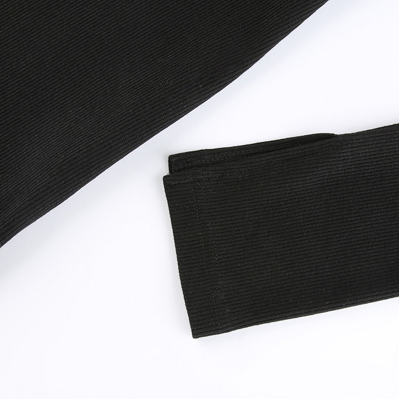 Levoire | Noir Onto Tricoté Manches Longues Robe Maxi
