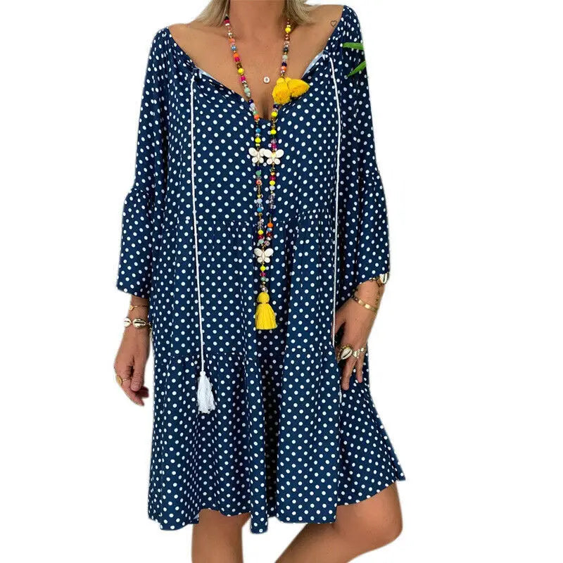 Levoire | Robe À Col En V Fleurie Confortable Bleu