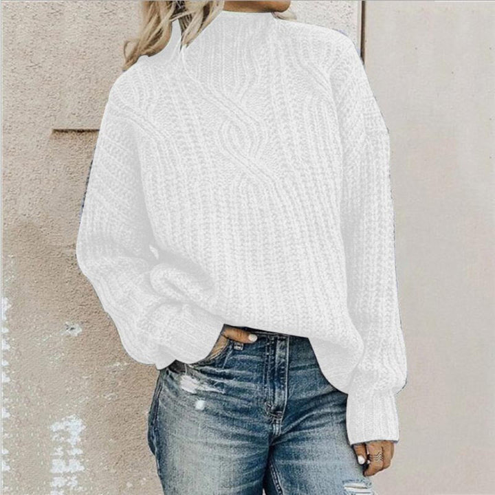 Levoire | Pull À Col Roulé Confortable Avec Tresses Blanc